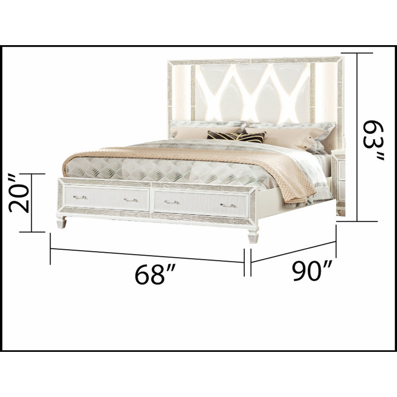 Le lit de rangement en cristal Crystal, fabriqué en bois, combine une conception élégante et un grand espace de rangement sous le lit pour les chambres à coucher modernes.