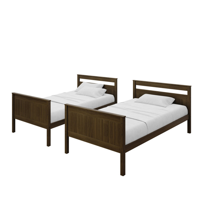 Lorain Twin Over Twin Solid Wood Standard Bunk Bed, Brown