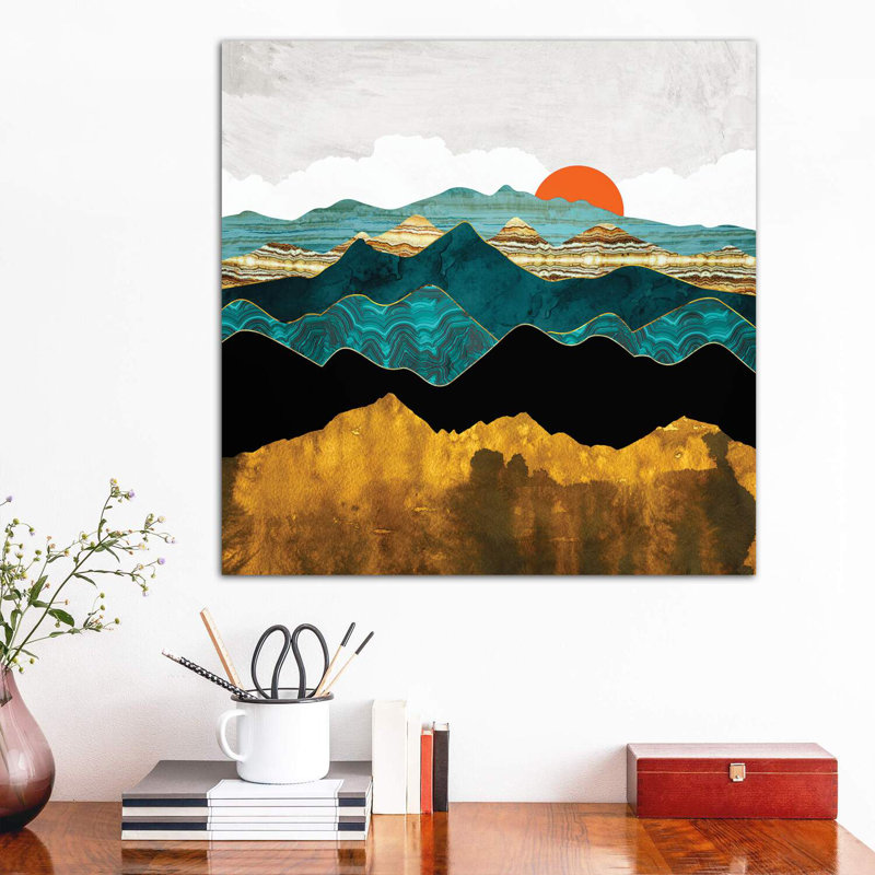 Turquoise Vista - imprimé, Toile tendue, H 26 po x l 26 po x P 1,5 po