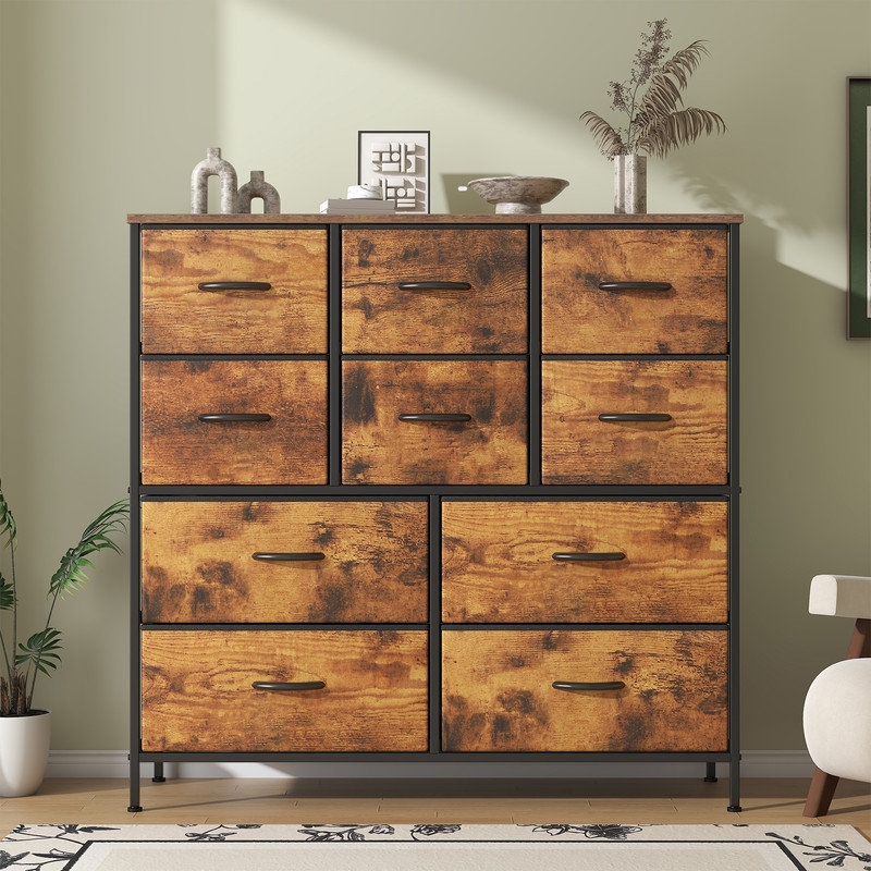 100cm W 10 - Drawer Chest of Drawers, Oak Brown