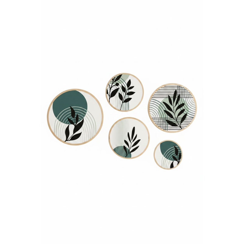 Elegant 5-Piece Decorative Framed MDF Painting Set, 17.1 x 17.1 inches & 14.6 x 14.6 inches & 12.2 x 12.2 inches & 10.2 x 10.2 inches & 7.1 x 7.1 inches | 100% Solid Wood Frames, Perfect for Home Décor & Gallery Walls