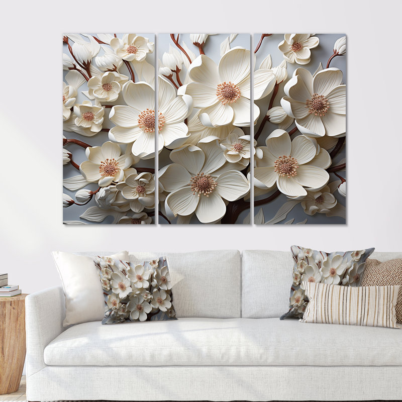 Ensemble de salon Dogwood Blossoms Bouquet III, Toile tendue, H 40 po x l 60 po x P 1 po