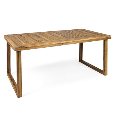 Outdoor 69" Wood Dining Table With Natural Finish, Elevating Your Setup Offering A Rustic Experience