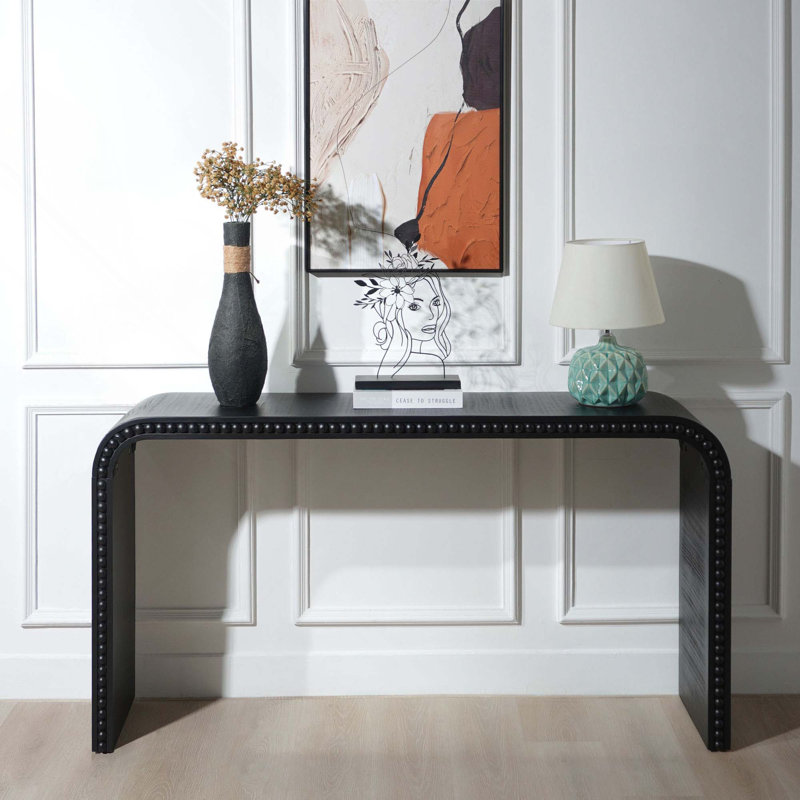 Console incurvée de style cascade avec garniture perlée pour le couloir d'entrée, salon, bureau, comme canapé, bureau d'écriture, peu encombrant