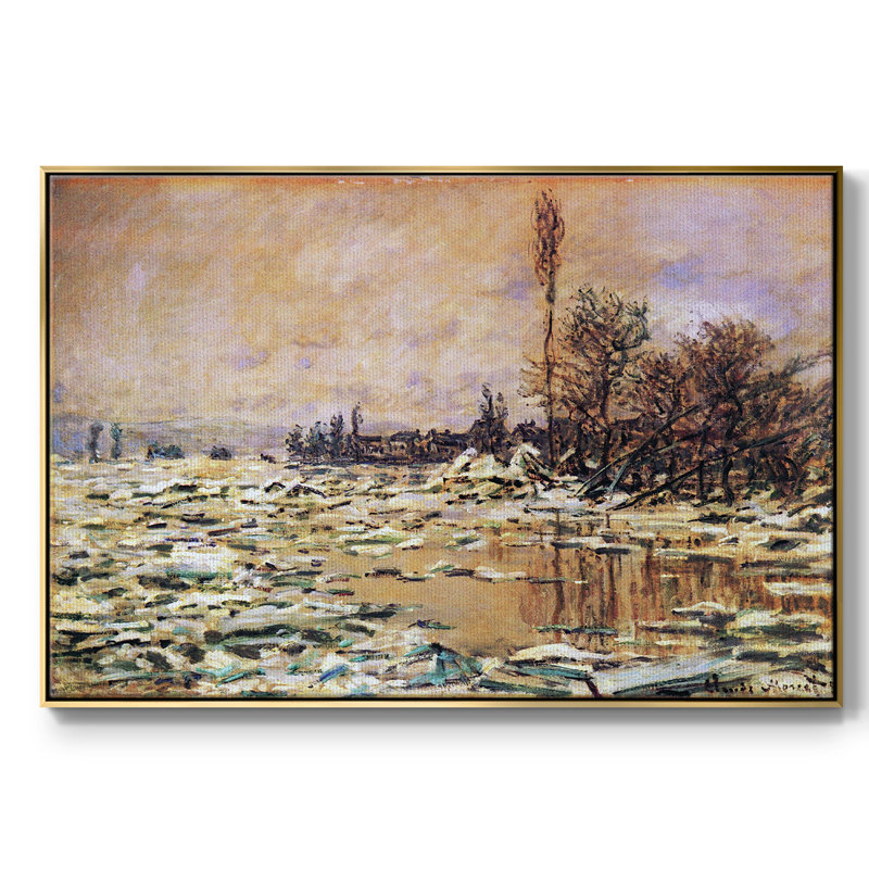 Toile tendue avec châssis Monet - 553MONET, H 25 po x l 37 po x P 2 po, Or