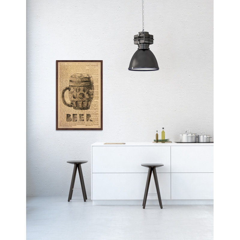« bière stein », impression encadrée, H 30 po x l 20 po x P 1,5 po