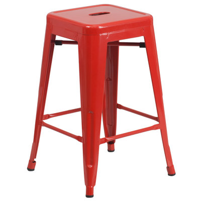 Nieva Commercial Grade Backless Indoor-Outdoor Counter Height Stool with Square Seat