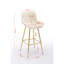 De 2 tabourets de bar de 30 po, tabouret de comptoir en velours crème, pieds dorés, repose-pieds, chaise conventionnelle rembourrée de mousse