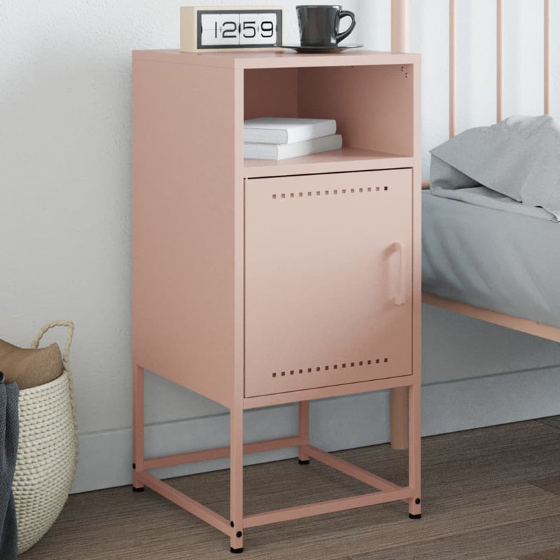 Rahkia 36cm W Steel Bedside Table, Pink
