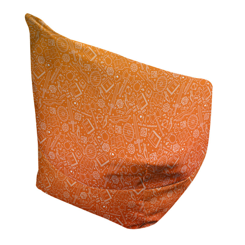 Sac de pois Leffel, H 27 po x L 30 po x P 25 po, Pouf fauteuil, Orange / blanc