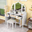 Bureau de maquillage avec 5 tiroirs, tablettes, station de charge et éclairage réglable