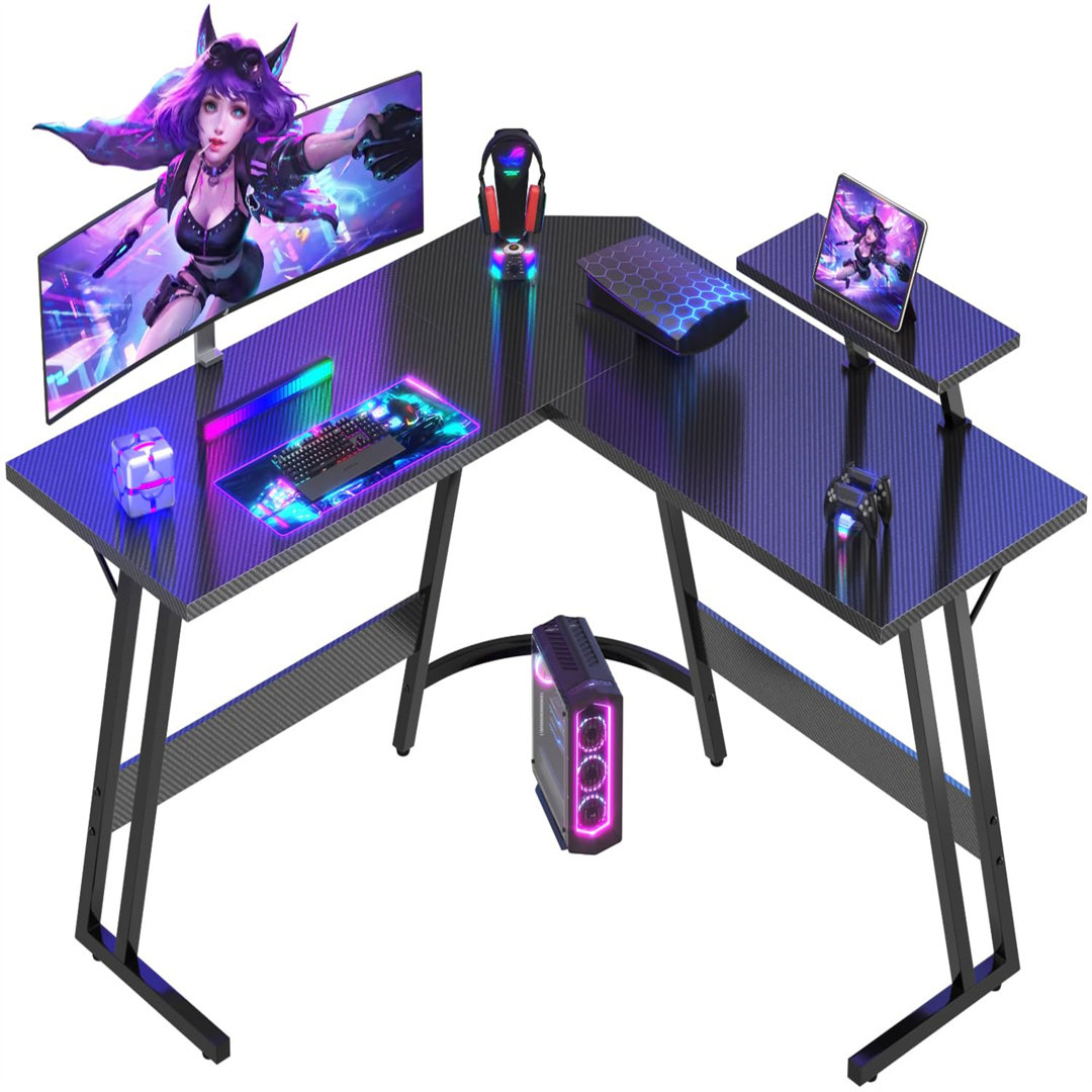 L-Shaped Metal Base Computer Desk