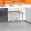Table de travail en acier inoxydable 30 po x 30 po Table de travail en métal avec tablettes à dossier réglable pour la cuisine, l'extérieur, le restaurant, l'hôtel et le garage