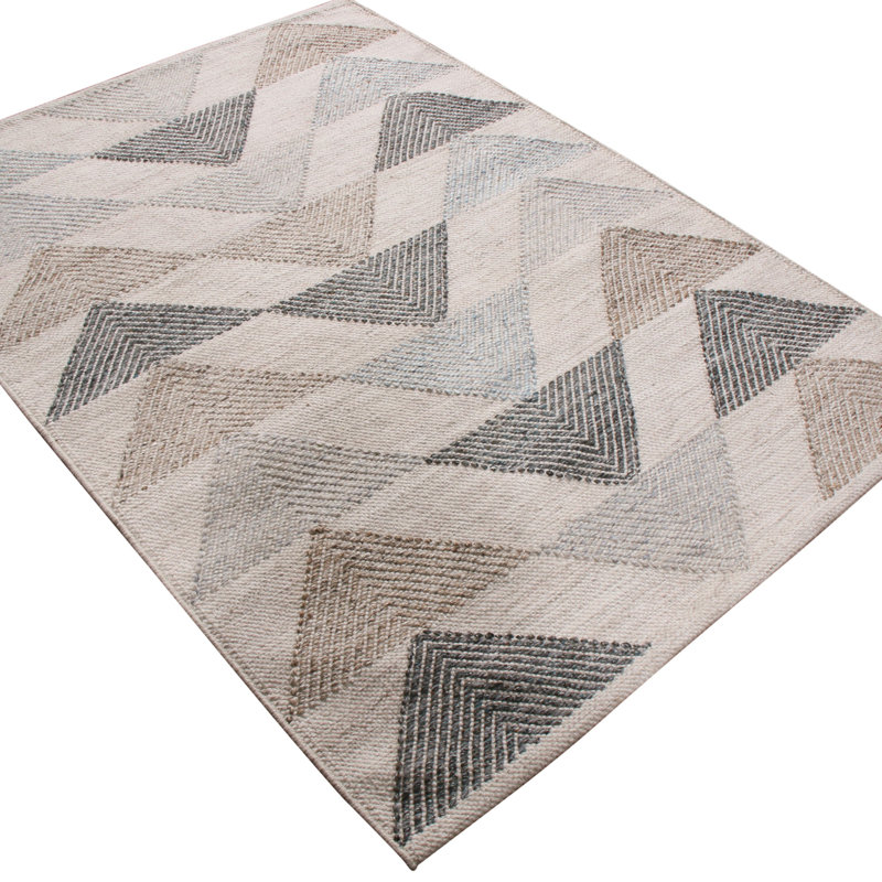 Rug & Kilim’S Scandinavian Inspired Moroccan Style Beige And Blue Polyester Rug, Rectangle 13' x 19'