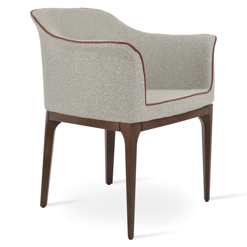 London Arm Wood Chair in Boucle Fabric