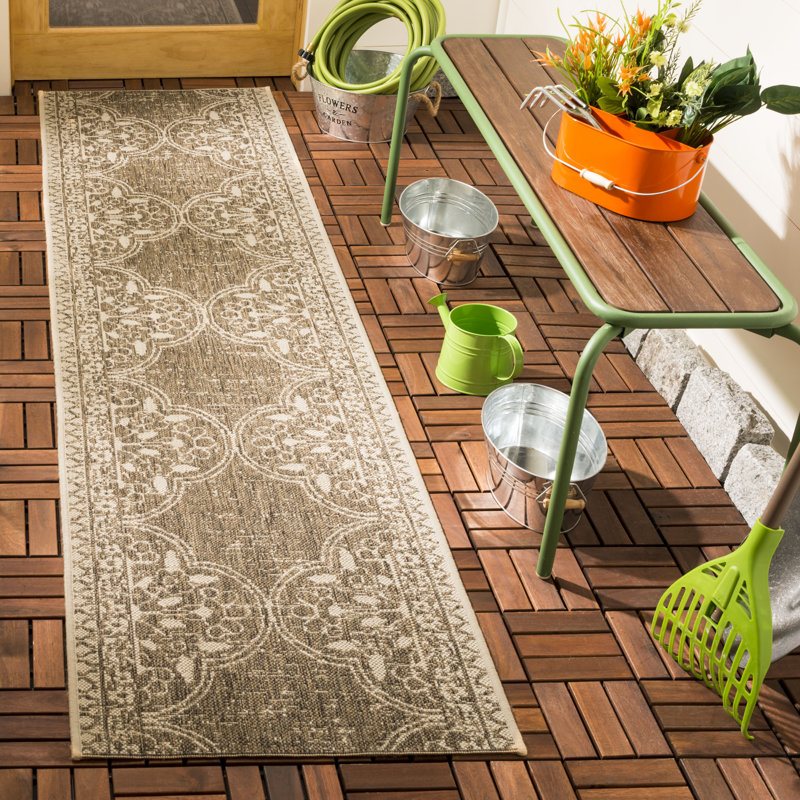 Danya Southwestern Cream/Beige Indoor/Outdoor Area Rug, Runner 2'2" x 8'
