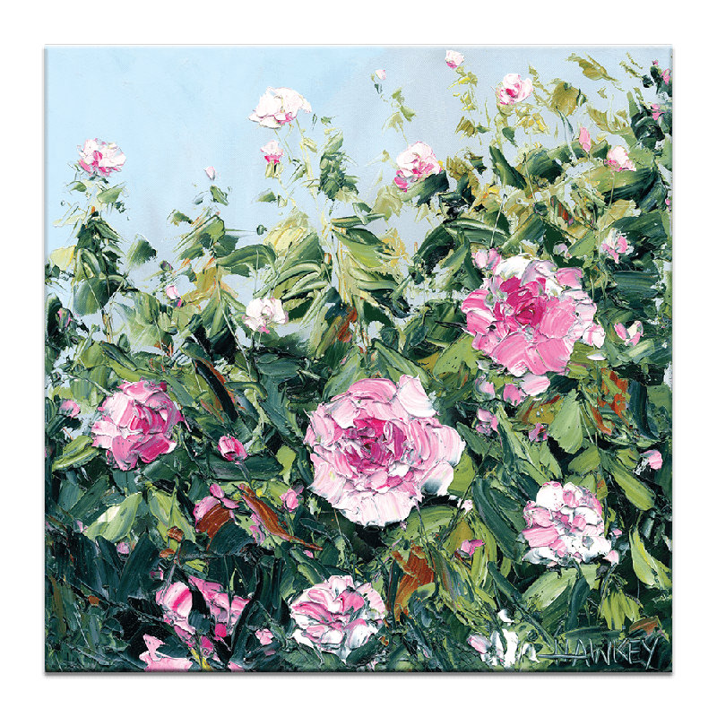Pink Roses by Angela Hawkey - Painting, Wrapped Canvas, 41cm H x 41cm W x 3cm D