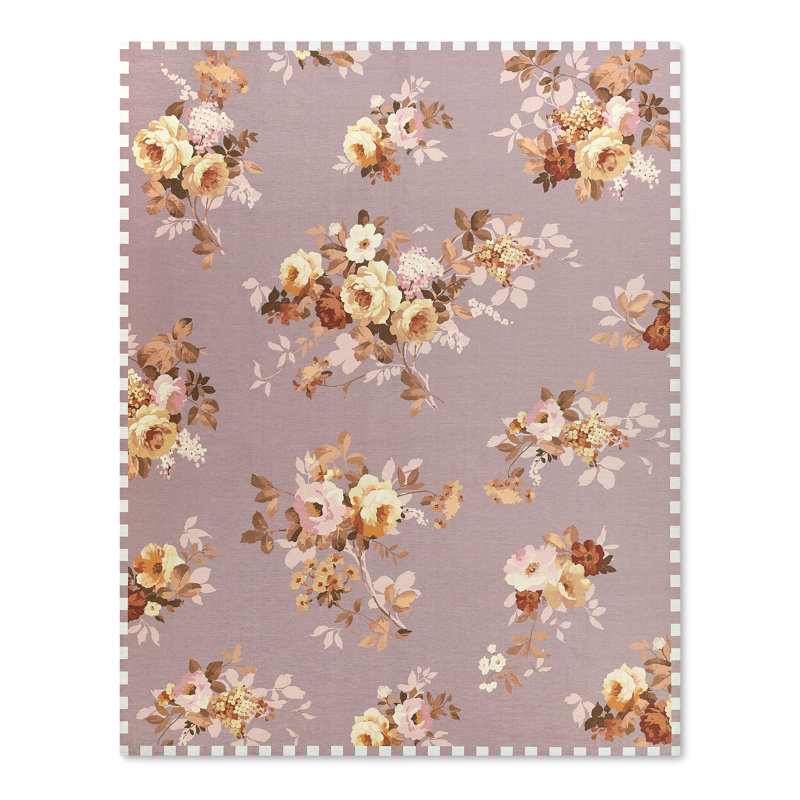 Wild Rose Washable Rug, Taupe, Rectangle 8' x 10'