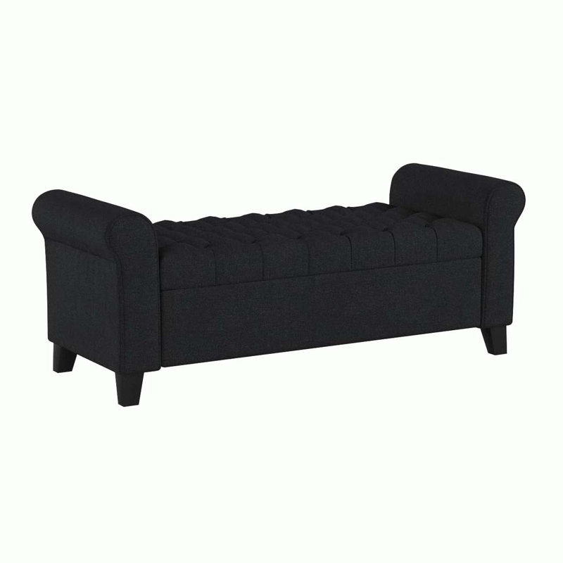 Flared Arm Storage Bench, Dark Gray