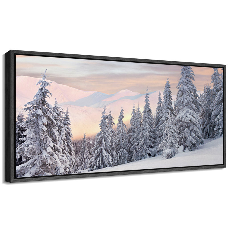 Hiver, neige, couvert, pin, forêt, paysage, très grand, impression sur toile encadrée, H 30 po x l 60 po