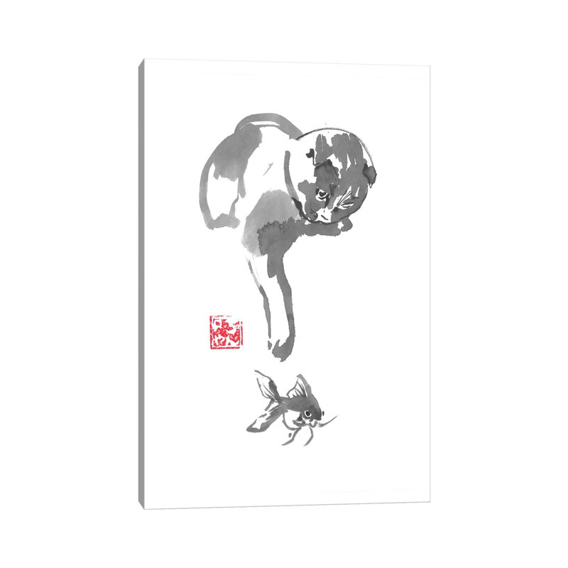Fishing Cat by Péchane - Print on Canvas, 101.6 cm H x 66.04 cm W, Wrapped Canvas