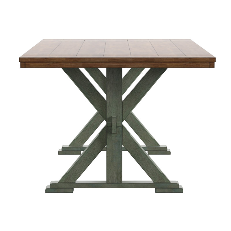 Fortville Solid Wood Dining Table, Antique Sage
