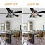 Ventilateur de plafond encastré en cristal noir 52 po avec lumière et télécommande, ventilateurs de plafond à profil bas avec moteur à courant continu à 6 vitesses pour le salon, la chambre à coucher