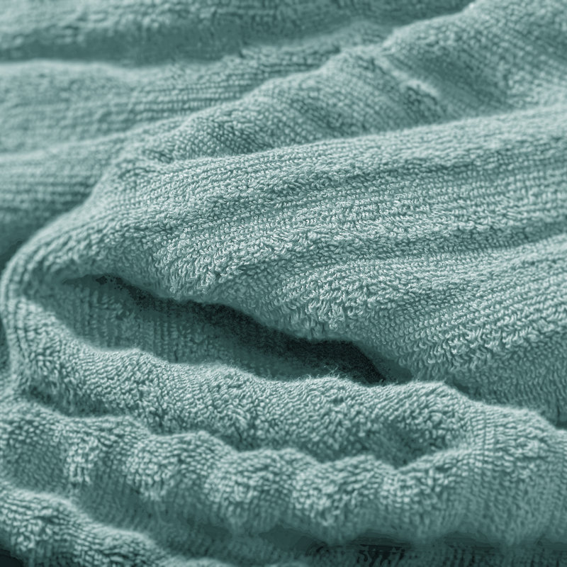Bibb Home 4 Pack Ribbed Egyptian Cotton Bath Towel Set, Aqua