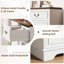 Commode 6 tiroirs pour la chambre à coucher - Commode double de 47 po de largeur, organisateur de tiroirs rétro pour le salon, le couloir, le vestibule, blanc et noyer-1528054337