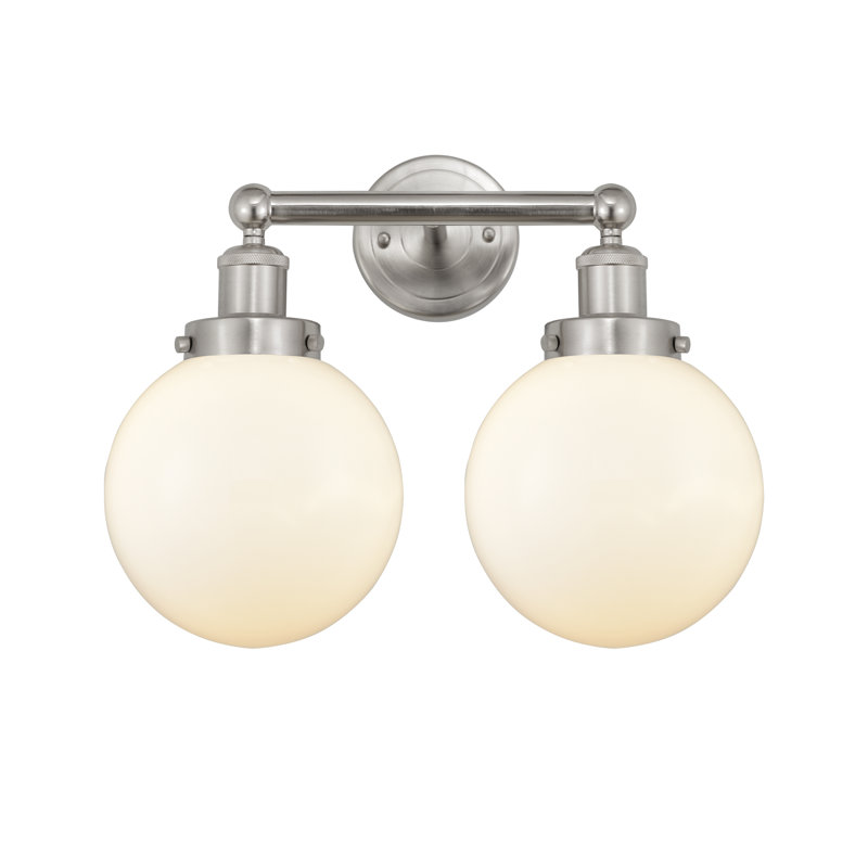 Alphonsa 2 - Light Dimmable Vanity Light, Matte White, Brushed Satin Nickel
