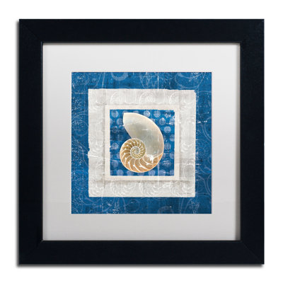 Maeda «Sea Shell II on Blue» par Belinda Aldrich, impression encadrée