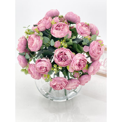 Rose Peony Arrangement Artificial Faux Centerpiece