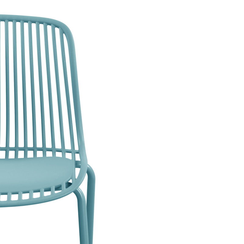 Chaises de patio en plastique Zora avec pieds en métal (table non incluse), Bleu ciel