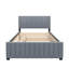 Full Size Velvet Upholstered Platform Bed Frame with Pull-out Twin Trundle, No Box Spring Needed