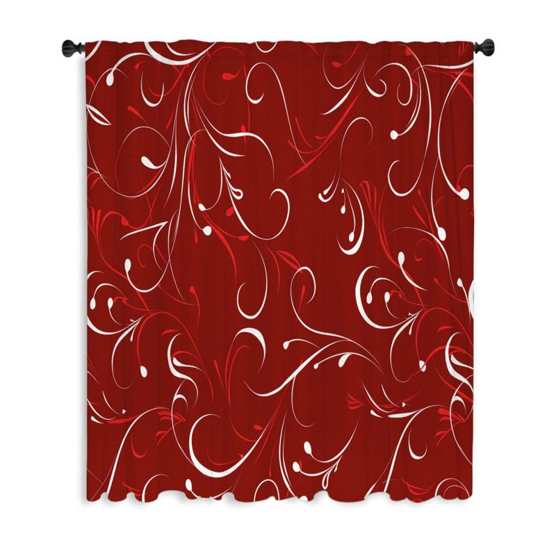 Rideaux à motif floral tourbillonnant, occultant et voilages - 1 panneau, L 53 po x L 99 po