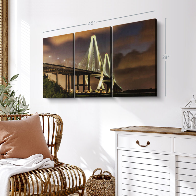 «The Amazing Ravenel Bridge In Charleston», 3 pièces, H 28 po x l 45 po 