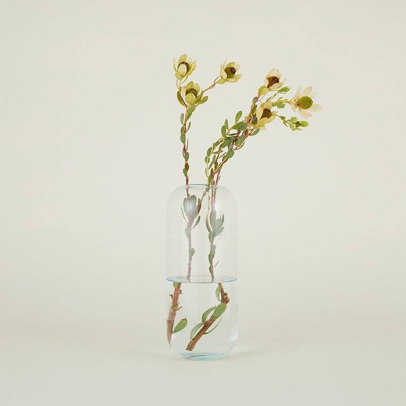 Aurora Handmade Glass Table Vase, Sky, 12.5" H x 5" W x 5" D