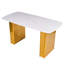 Table de salle à manger rectangulaire moderne en verre trempé avec motif en marbre et base en métal doré pour bureau à domicile et salle à manger-231107935-231107932