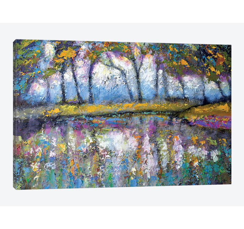 « pond color », impression sur toile, H 26 po x l 40 po x P 1,5 po, Toile tendue, Pas de tapis