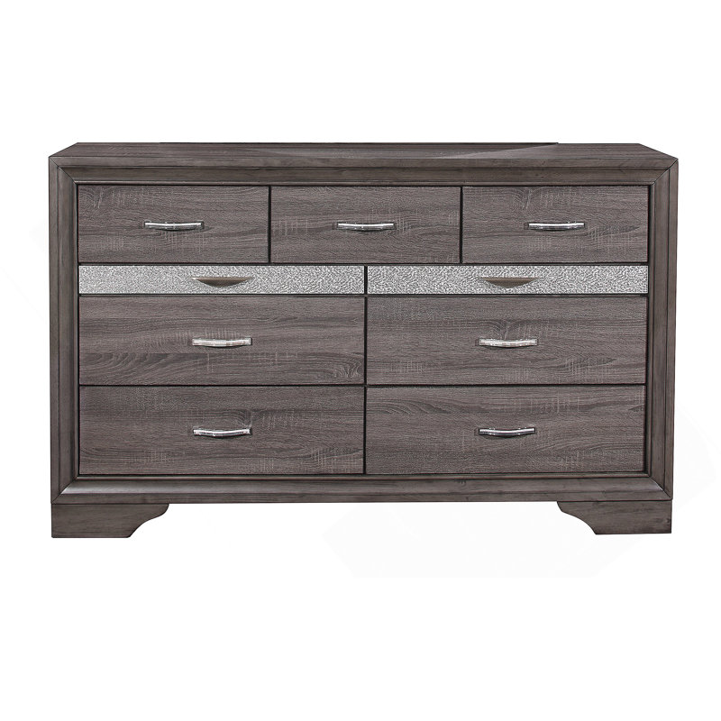 Commode horizontale en bois manufacturé avec 7 tiroirs