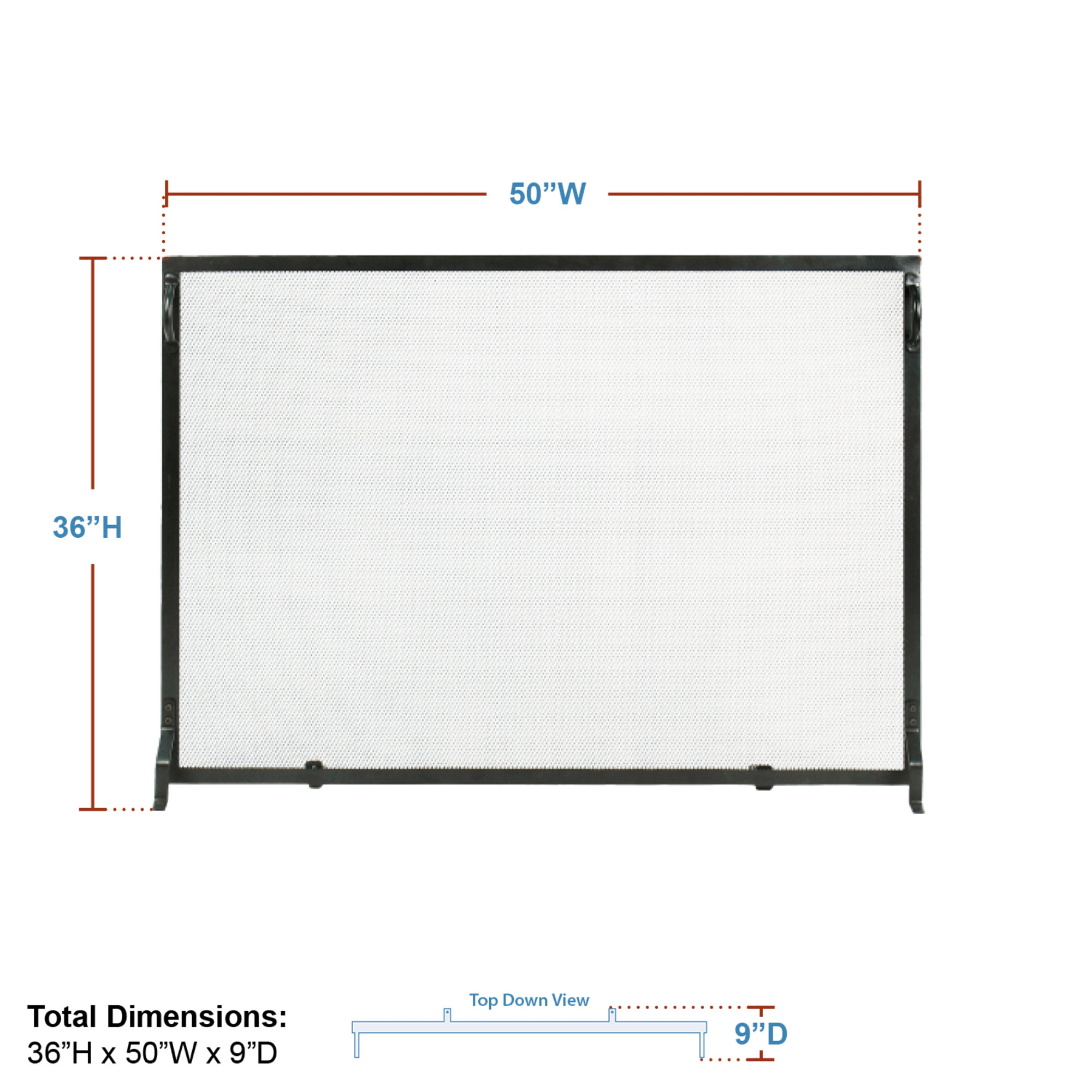 Anja Single Panel Iron Fireplace Screen, 36" H x 50" W x 4" D
