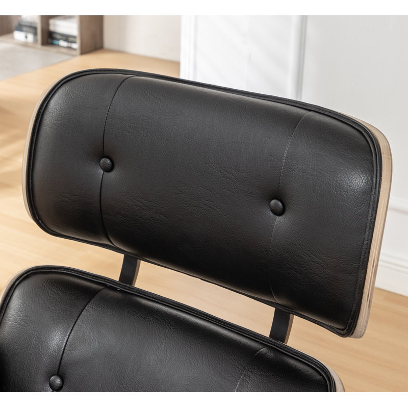 Chaise longue avec repose-pieds Bushea, Polyester noir