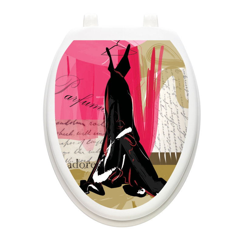 In Vogue Themes Toilet Seat Decal – Toilet Tattoos Fashion Static Cling Vinyl Lid Cover Fits Round & Elongated Seats