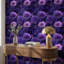 Papier peint floral, peinture murale texturée violette