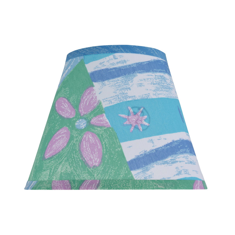 Abat-jour en tissu de coton empire H 7 po Tetoron (araignée) en bleu/vert