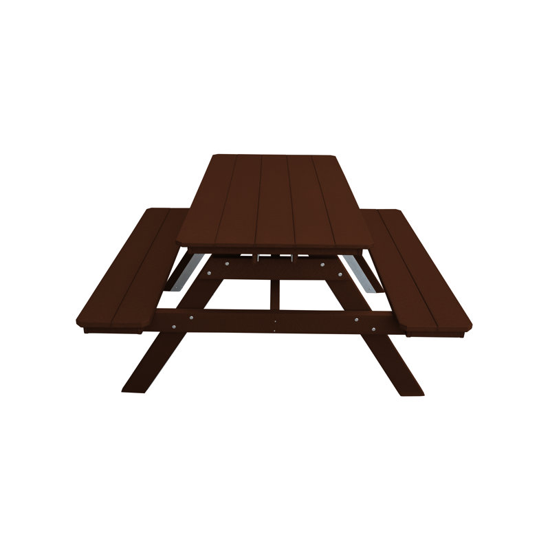 6 - Person Patio Dining Set with Rectangular Table, Tudor Brown, 55" W x 60" L