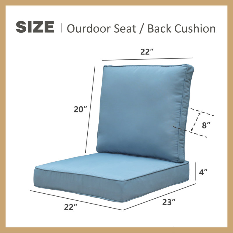 Coussin de siège / dossier d'extérieur 4 po, Blue