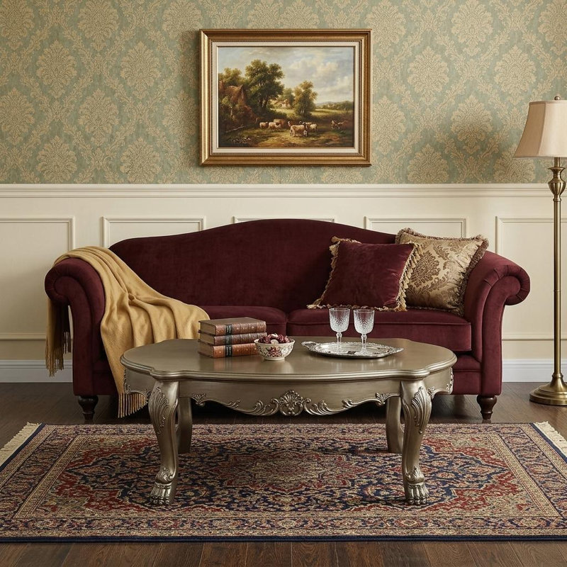  Table basse 54 po en bois doré et os - Glam, Gold / Brown