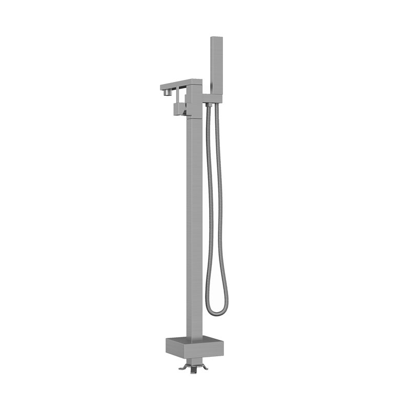GarveeHome Free Standing Tub Faucet Chrome, Single Handle Floor Mount Bathtub Faucet with Square Handheld Shower Mixer Taps, Bathroom Tub Filler