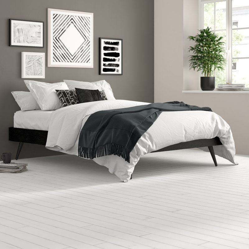 Margo Wood Platform Bed Frame, Gray, Full